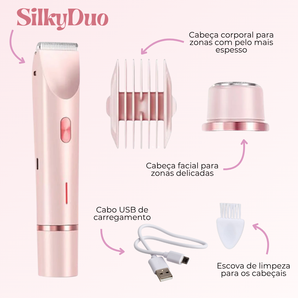 SilkyDuo| Depiladora 2 em 1 para Corpo e Rosto