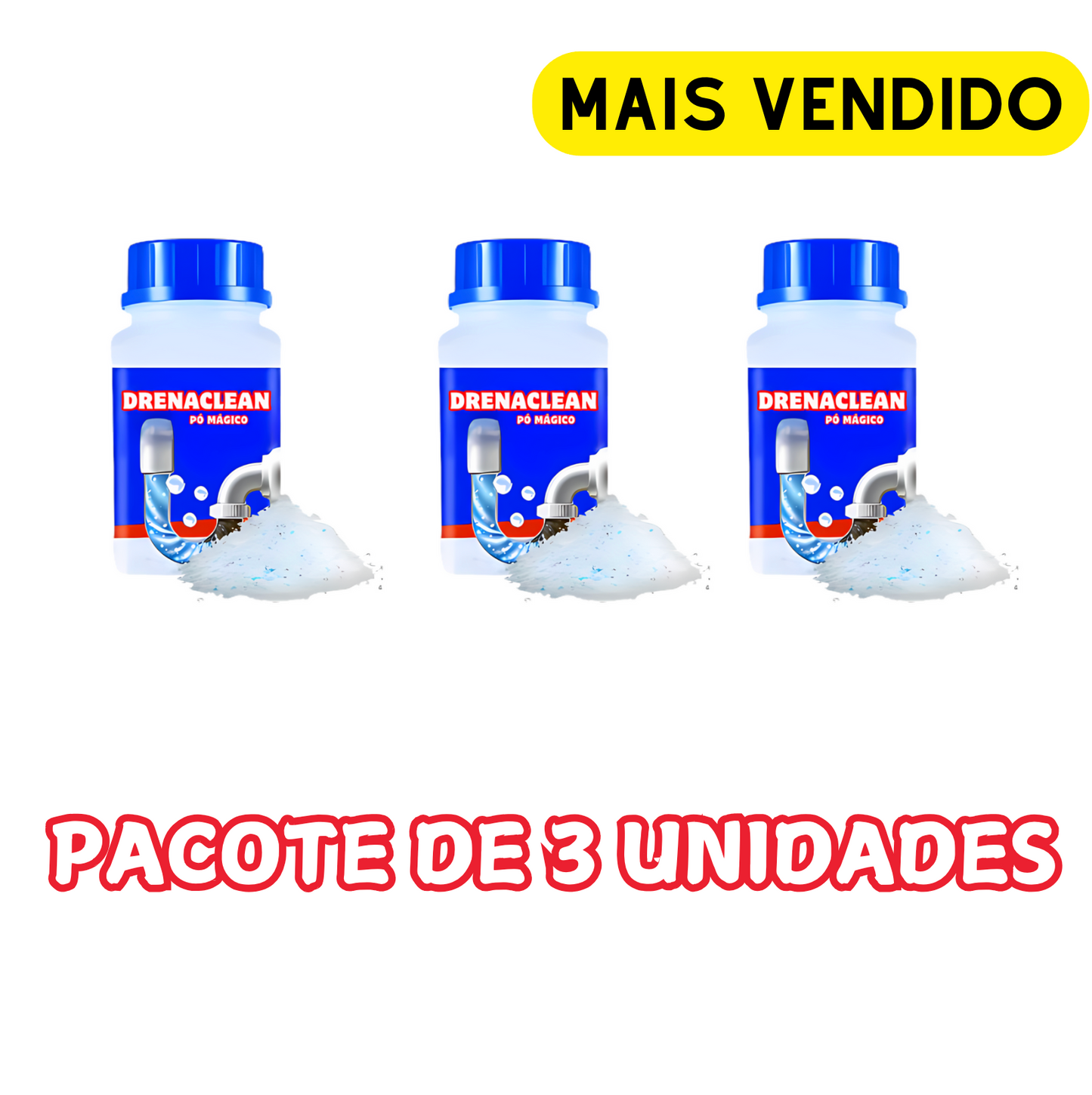 Pó Mágico DrenaClean | Elimina obstruções e odores instantaneamente