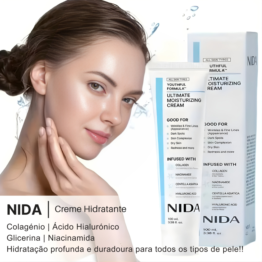 Nida: Creme hidratante com ácido hialurónico e glicerina