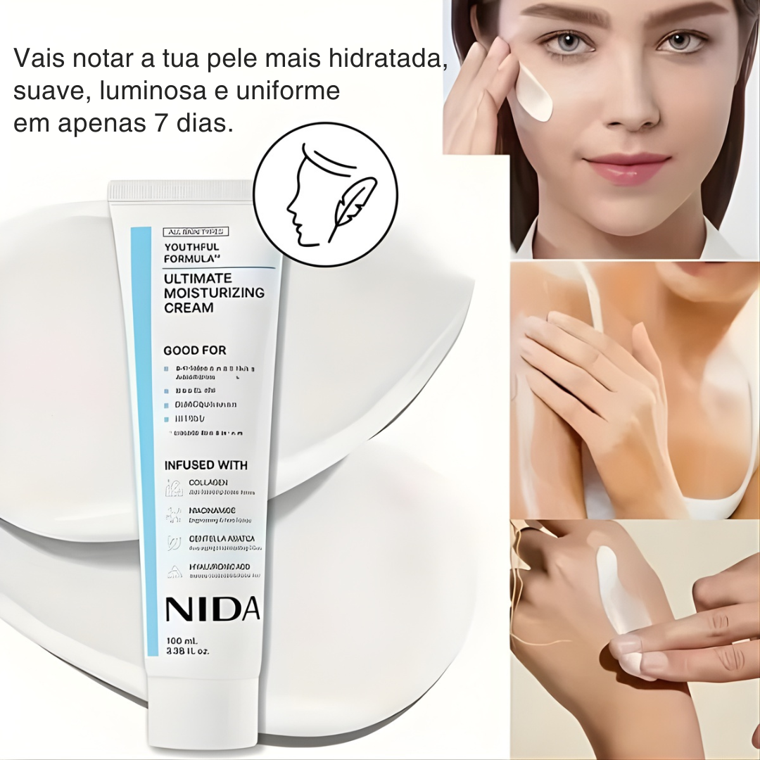Nida: Creme hidratante com ácido hialurónico e glicerina