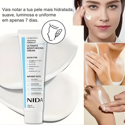 Nida: Creme hidratante com ácido hialurónico e glicerina