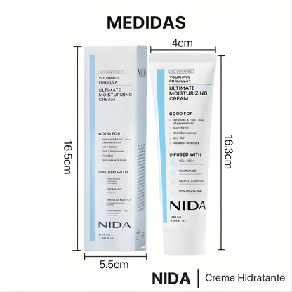 Nida: Creme hidratante com ácido hialurónico e glicerina