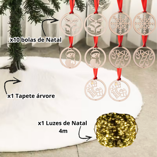 Luz + tapete árvore + 10 bolas de Natal